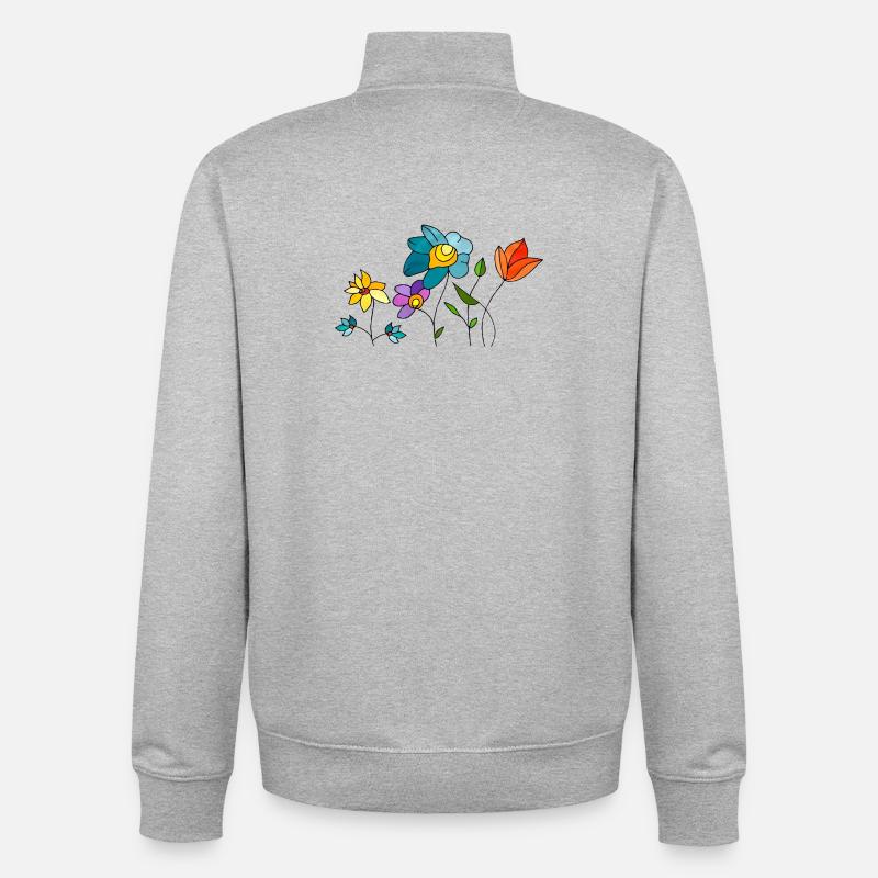 Fleur - Sweat zippé unisexe en coton bio Stanley/Stella - gris chiné