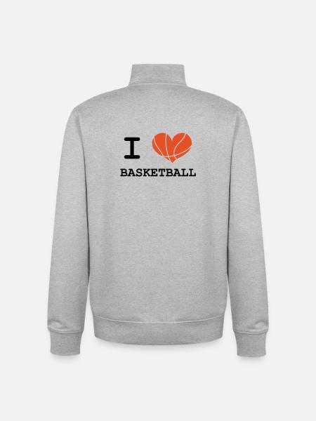 I love basketball - Unisex Organic Zip Sweatshirt by Stanley/Stella - heather grey