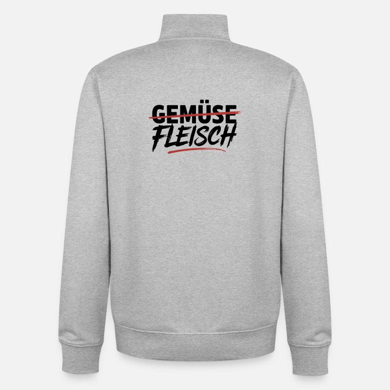  Gemüse Durchgestrichen Fleisch Unterstrichen - Unisex Organic Zip Sweatshirt von Stanley/Stella - Grau meliert