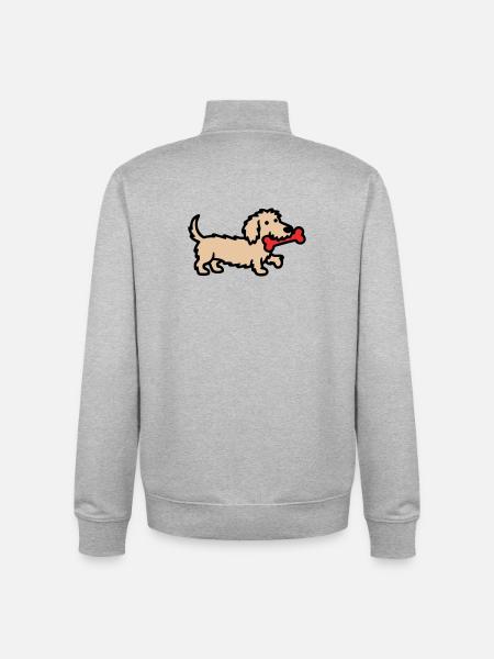 Terrier Doodle Bone Comic - Unisex Organic Zip Sweatshirt by Stanley/Stella - heather grey