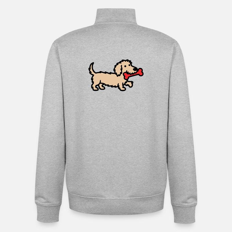 Terrier Doodle Bone Comic - Unisex Organic Zip Sweatshirt by Stanley/Stella - heather grey