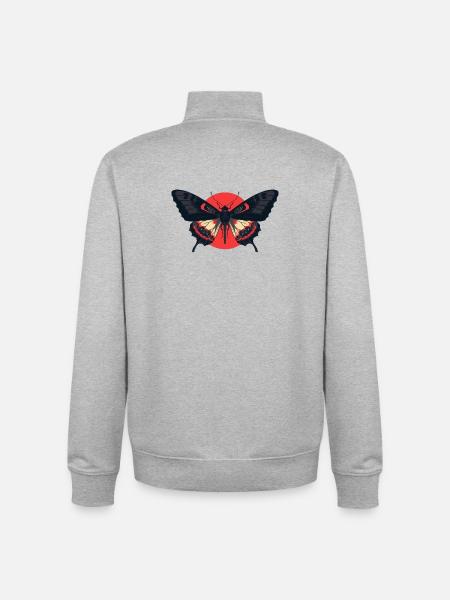 Dark Moth Symbol Alternative Streetwear - Unisex Organic Zip Sweatshirt by Stanley/Stella - heather grey