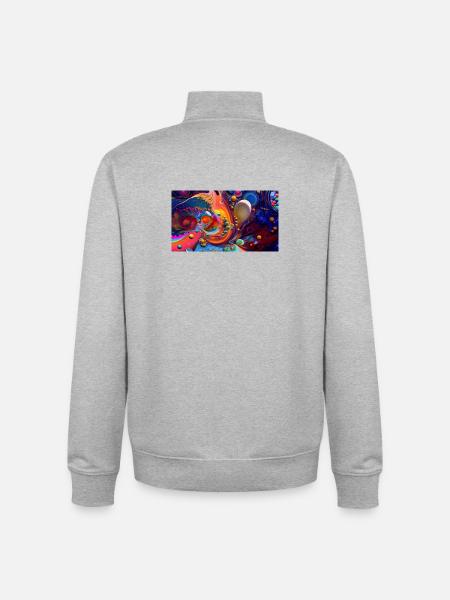 Vivid Abstract Swirl Burst - Unisex Organic Zip Sweatshirt by Stanley/Stella - heather grey