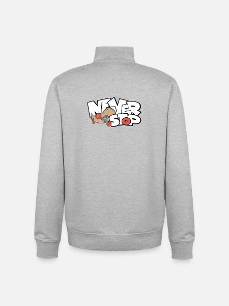 Incessant skateboard print - Unisex Organic Zip Sweatshirt by Stanley/Stella - heather grey