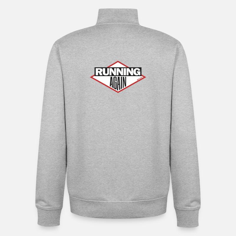 Running Again - Courez avec style - Sweat zippé unisexe en coton bio Stanley/Stella - gris chiné