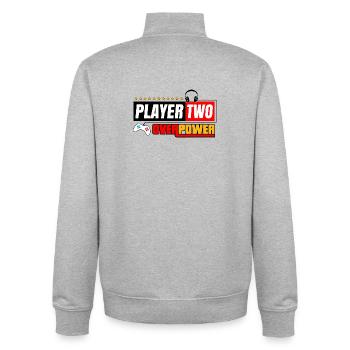 Spieler Zwei Overpower | Spieler- und Streamer-Stil - Unisex Organic Zip Sweatshirt von Stanley/Stella - Grau meliert - Hinten - AI Model Male 185 light (185cm)
