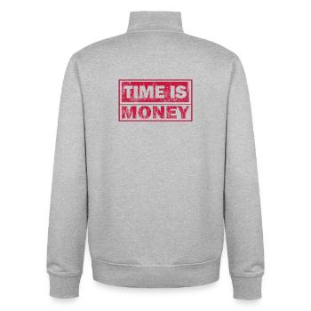 Time Is Money: Bold Red Typo - Unisex Organic Zip Sweatshirt by Stanley/Stella - heather grey - Back - AI Model Male 185 light (185cm)