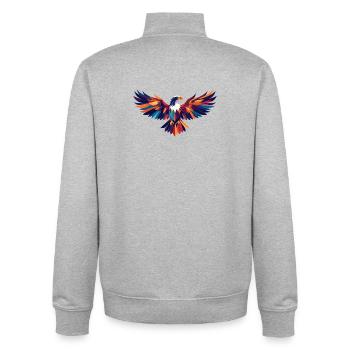 Art coloré des ailes abstraites d’oiseau de feu en forme d’aigle - Sweat zippé unisexe en coton bio Stanley/Stella - gris chiné - Dos - AI Model Male 185 light (185cm)