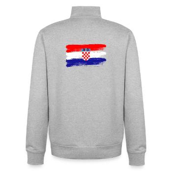 Héritage sportif des amateurs croates de football drapeau - Sweat zippé unisexe en coton bio Stanley/Stella - gris chiné - Dos - AI Model Male 185 light (185cm)