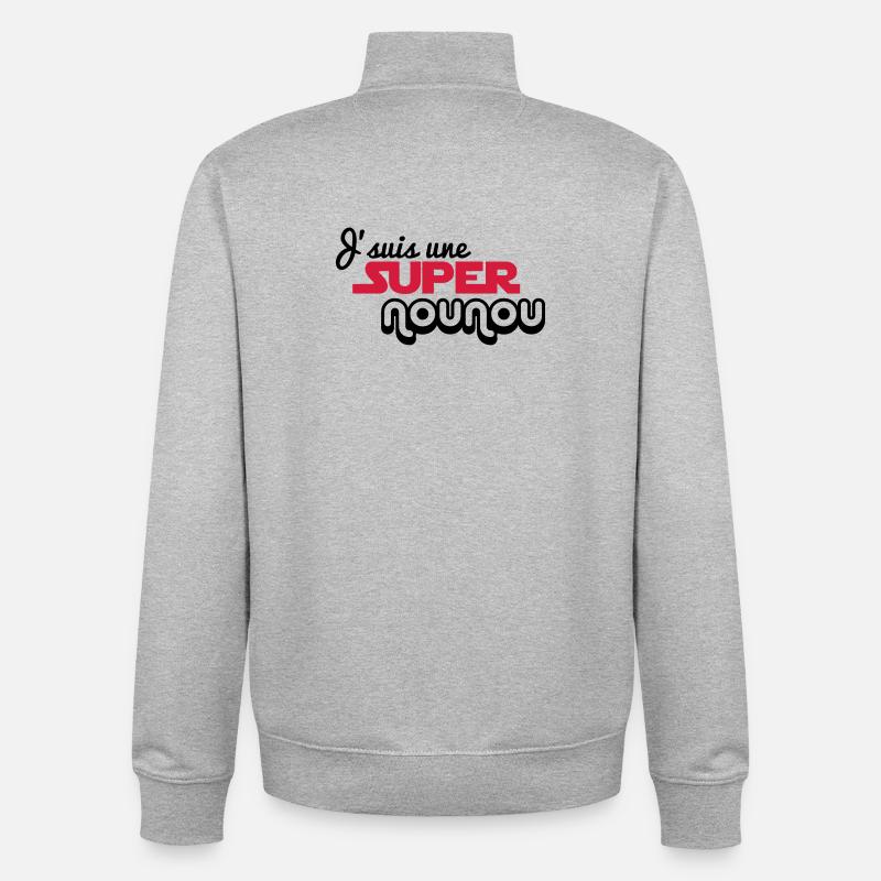Ich bin ein Super Nanny - Unisex Organic Zip Sweatshirt von Stanley/Stella - Grau meliert