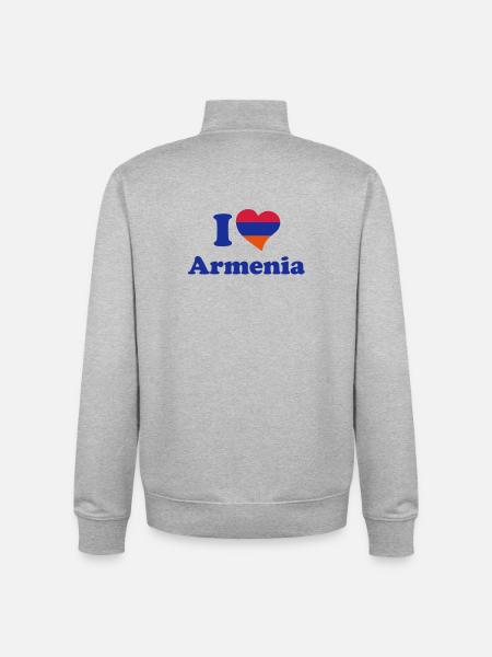 I love Armenia - Unisex Organic Zip Sweatshirt by Stanley/Stella - heather grey