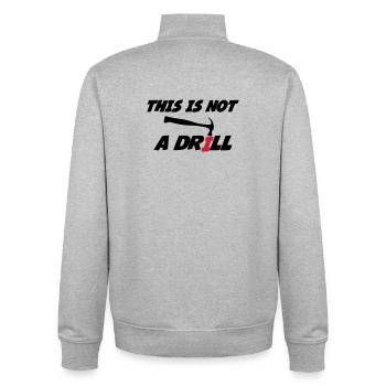 This is not a drill 🔨 - Sweat zippé unisexe en coton bio Stanley/Stella - gris chiné - Dos - AI Model Male 185 light (185cm)