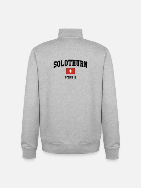 Solothurn Switzerland Flag Design - Unisex Organic Zip Sweatshirt by Stanley/Stella - heather grey