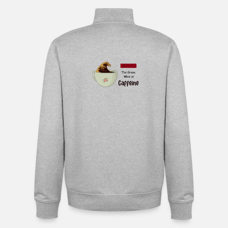 La grande vague de caféine - Sweat zippé unisexe en coton bio Stanley/Stella - gris chiné