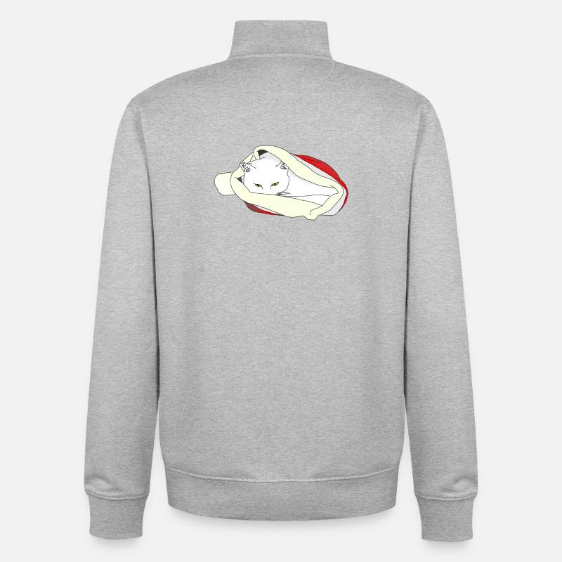 Chat de Noël - Sweat zippé unisexe en coton bio Stanley/Stella - gris chiné