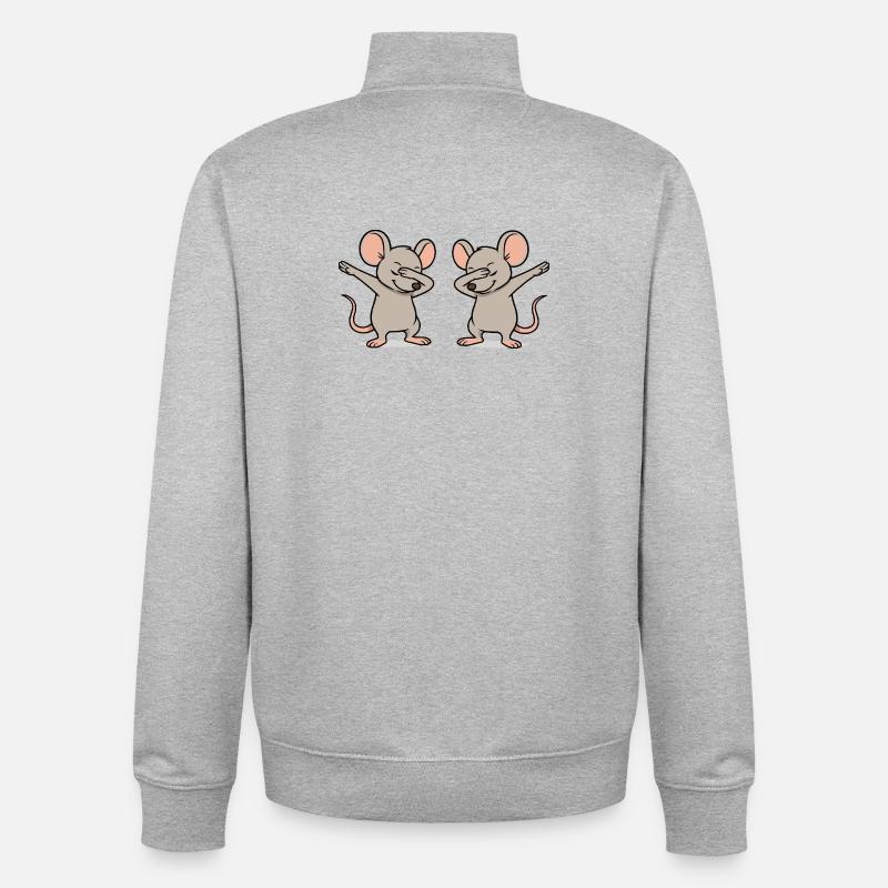 Mouse Dabbing-2 - Unisex Organic Zip Sweatshirt by Stanley/Stella - heather grey