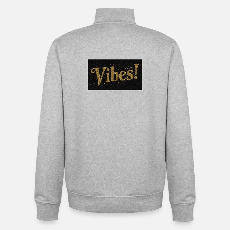 Vibes Glitzer Gold auf Schwarz - Unisex Organic Zip Sweatshirt von Stanley/Stella - Grau meliert