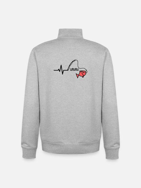 EKG Angelrute Fisch Outline - Unisex Organic Zip Sweatshirt von Stanley/Stella - Grau meliert