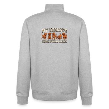 Fox Red Labrador Puppies, My Therapy Has Four Legs - Unisex Organic Zip Sweatshirt by Stanley/Stella - heather grey - Back - AI Model Male 185 light (185cm)