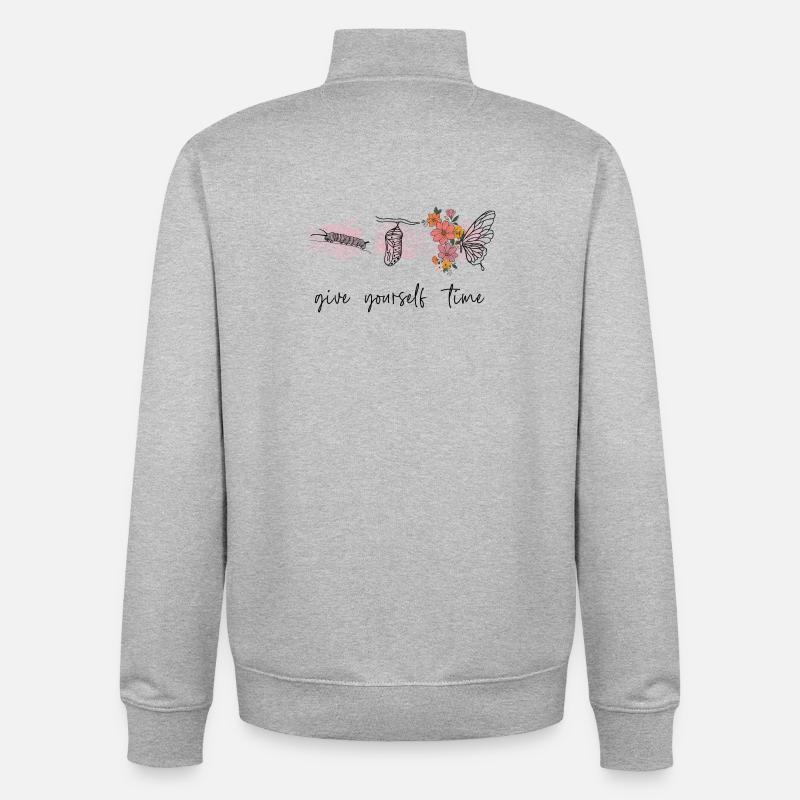 Gib dir Zeit - Unisex Organic Zip Sweatshirt von Stanley/Stella - Grau meliert