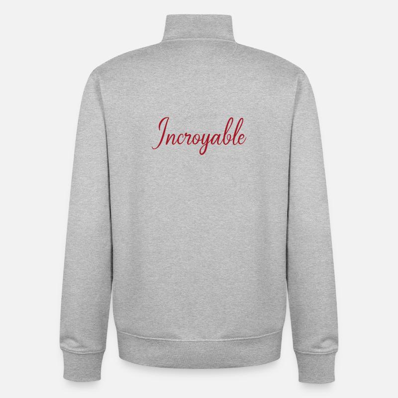 Je suis Incroyable Script Rouge - Sweat zippé unisexe en coton bio Stanley/Stella - gris chiné