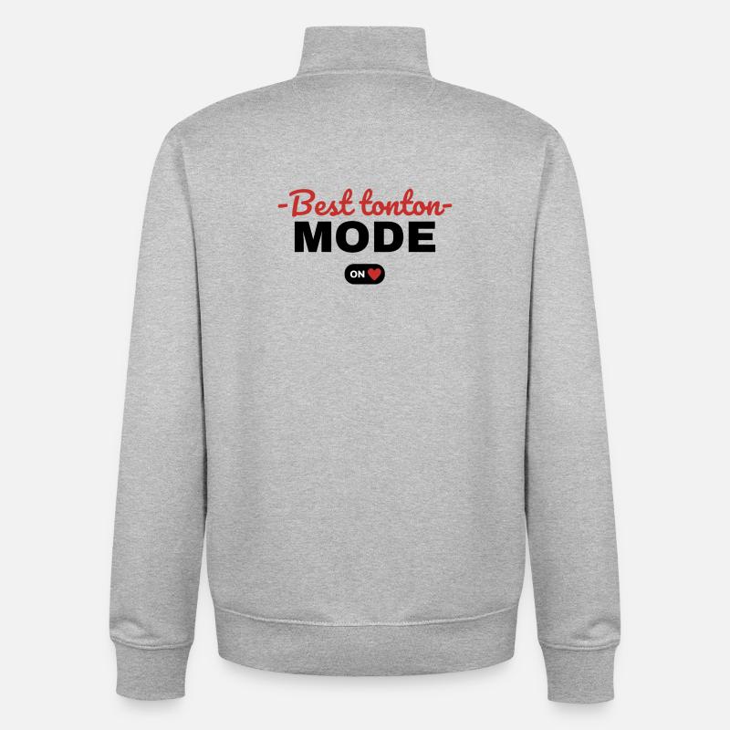 Cadeau 'Best Tonton, Mode On', pour Tontons - Sweat zippé unisexe en coton bio Stanley/Stella - gris chiné