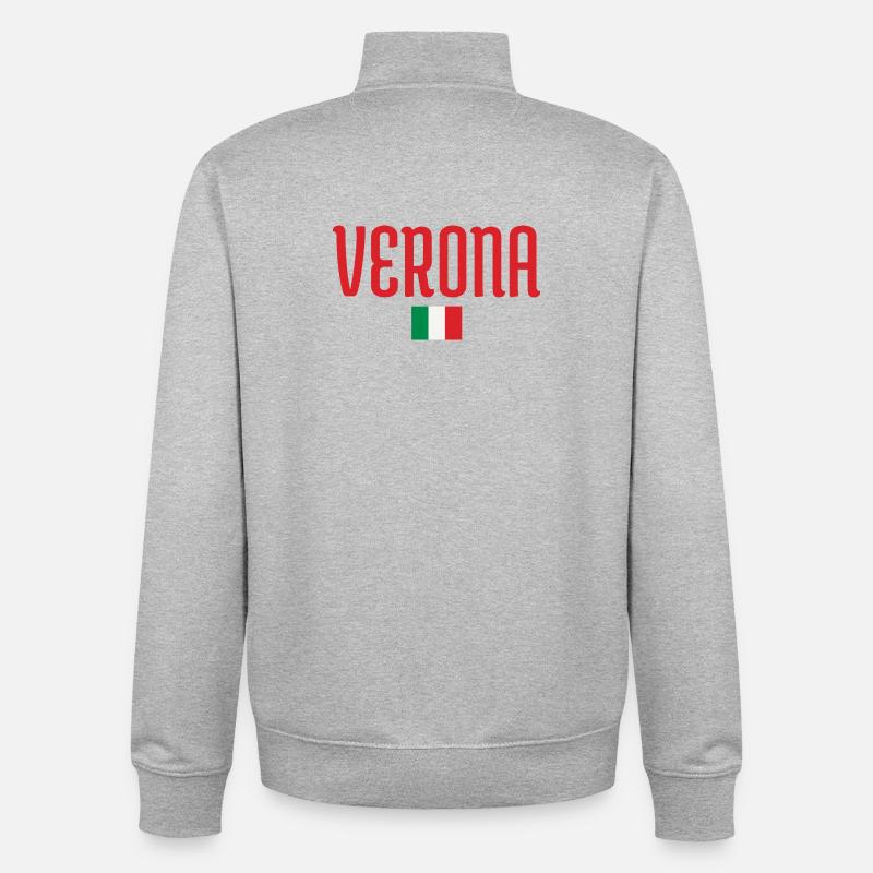Drapeau de Vérone-Italie - Sweat zippé unisexe en coton bio Stanley/Stella - gris chiné