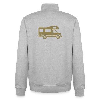 Motorhome Silhouette Camping Family - Unisex Organic Zip Sweatshirt by Stanley/Stella - heather grey - Back - AI Model Male 185 light (185cm)