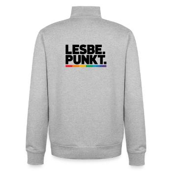  Lesbe Punkt Stolzer Lesbian Pride Spruch LGBT CSD - Unisex Organic Zip Sweatshirt von Stanley/Stella - Grau meliert - Hinten - AI Model Male 185 light (185cm)