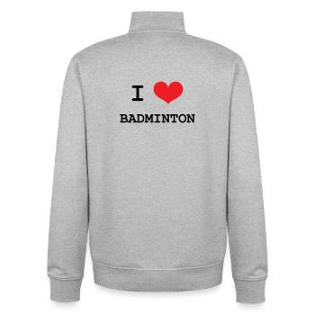 Badminton - Sport - Racket - Unisex Organic Zip Sweatshirt by Stanley/Stella - heather grey - Back - AI Model Male 185 light (185cm)