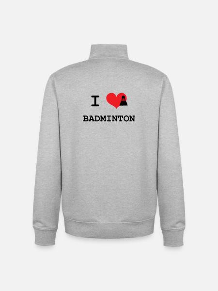 I love badminton - Unisex Organic Zip Sweatshirt by Stanley/Stella - heather grey
