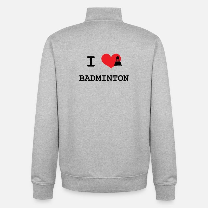 j'aime le badminton - Sweat zippé unisexe en coton bio Stanley/Stella - gris chiné