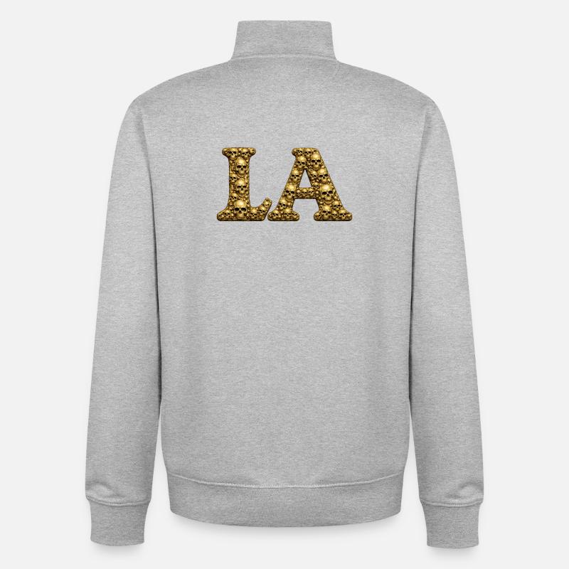 Crâne d’Or, LA - Sweat zippé unisexe en coton bio Stanley/Stella - gris chiné