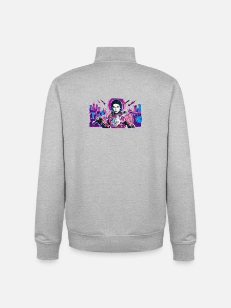 Neonritter mit Herzschild - Unisex Organic Zip Sweatshirt von Stanley/Stella - Grau meliert