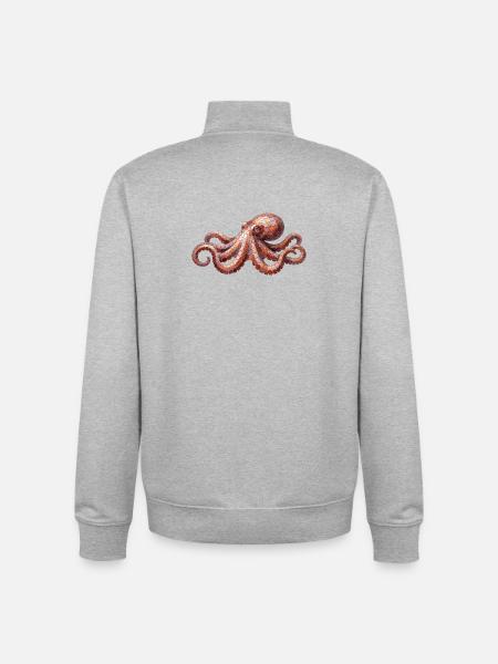 Octopus Mosaic - Artistic Sea Design - Unisex Organic Zip Sweatshirt by Stanley/Stella - heather grey