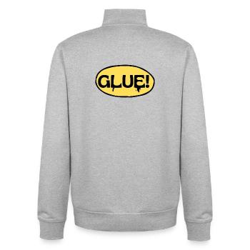 Glue! Gelbes Klebe-Logo - Unisex Organic Zip Sweatshirt von Stanley/Stella - Grau meliert - Hinten - AI Model Male 185 light (185cm)
