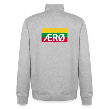 Ærø Flag Danemark Île Flag Aeroe - Sweat zippé unisexe en coton bio Stanley/Stella - gris chiné - Dos - AI Model Male 185 light (185cm)