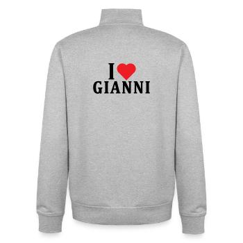 J’adore l’idée cadeau t-shirt Gianni - Sweat zippé unisexe en coton bio Stanley/Stella - gris chiné - Dos - AI Model Male 185 light (185cm)