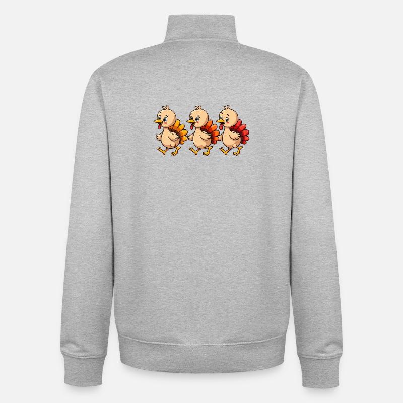 Bébé dinde de Thanksgiving - Sweat zippé unisexe en coton bio Stanley/Stella - gris chiné