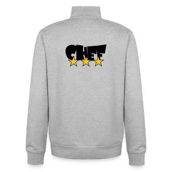 Chef Étoilé : Design 3 Étoiles Gastronomie - Sweat zippé unisexe en coton bio Stanley/Stella - gris chiné - Dos - AI Model Male 185 light (185cm)