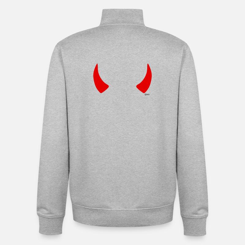 cornes rouges - Sweat zippé unisexe en coton bio Stanley/Stella - gris chiné
