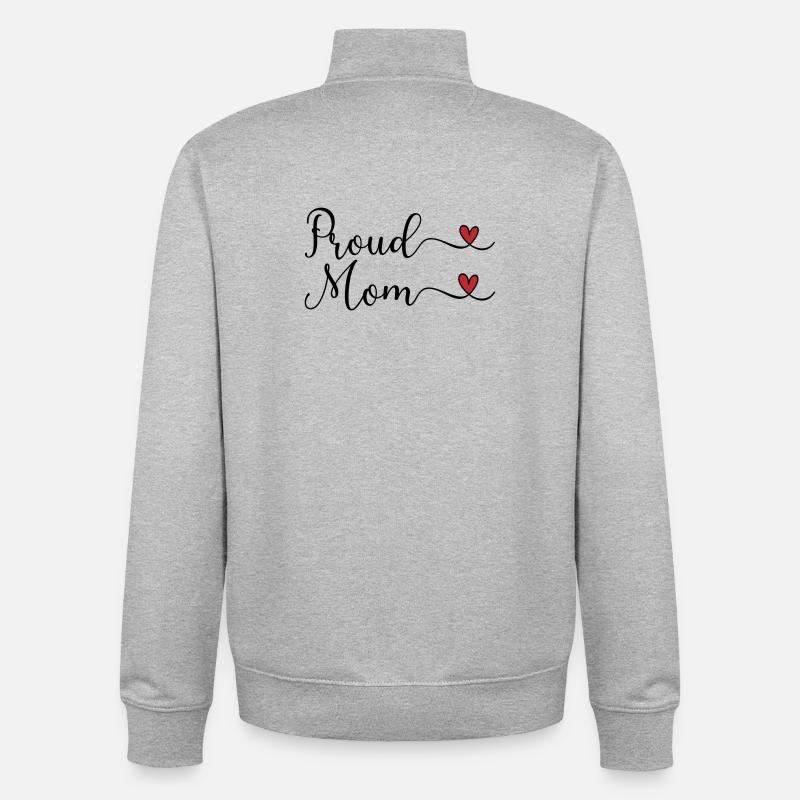 Proud Mom - Unisex Organic Zip Sweatshirt by Stanley/Stella - heather grey