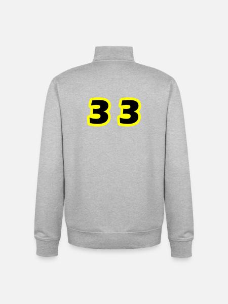 33 Number Symbol - Unisex Organic Zip Sweatshirt by Stanley/Stella - heather grey