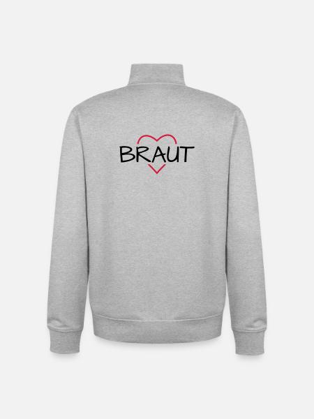 Braut Herz JunggesellinnenabschiedHochzeit - Unisex Organic Zip Sweatshirt von Stanley/Stella - Grau meliert