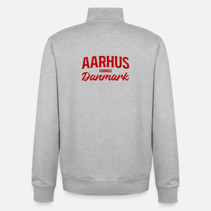 Aarhus Danmark Lettrage Rétro - Sweat zippé unisexe en coton bio Stanley/Stella - gris chiné