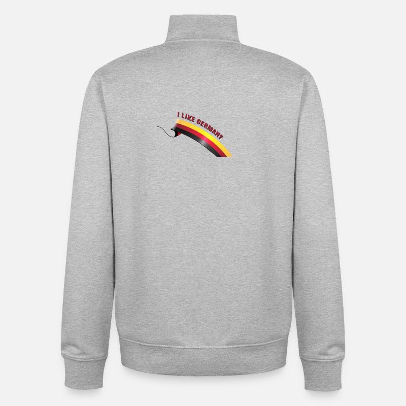 I LIKE GERMANY avec drapeau - Sweat zippé unisexe en coton bio Stanley/Stella - gris chiné
