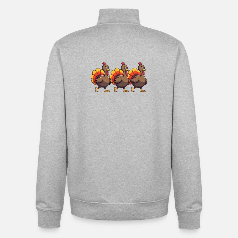 Bébé dinde de Thanksgiving - Sweat zippé unisexe en coton bio Stanley/Stella - gris chiné