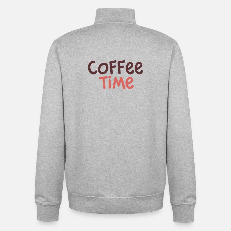 Café Time Déco Douce - Sweat zippé unisexe en coton bio Stanley/Stella - gris chiné