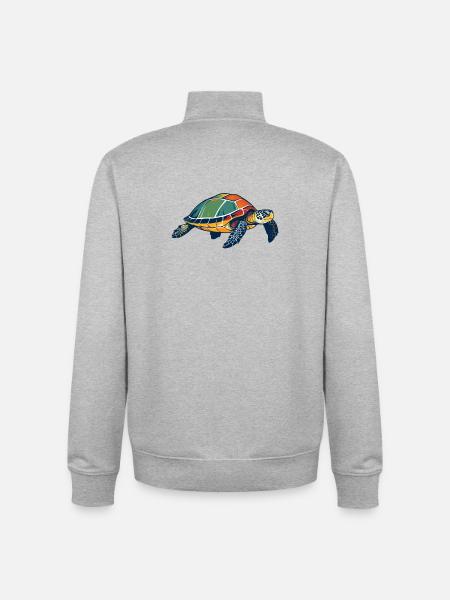 Bunte Meeresschildkröte Pop-Art - Unisex Organic Zip Sweatshirt von Stanley/Stella - Grau meliert