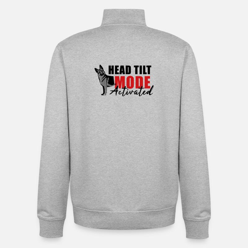 Schäfi Silhouette - Head Tilt linear Schäferhund - Unisex Organic Zip Sweatshirt von Stanley/Stella - Grau meliert